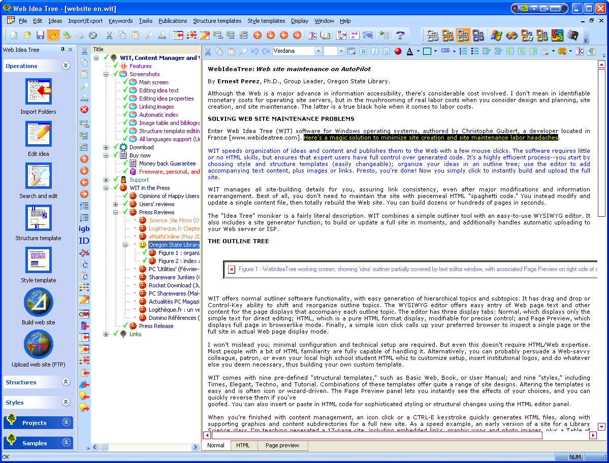 Editing idea text (right)