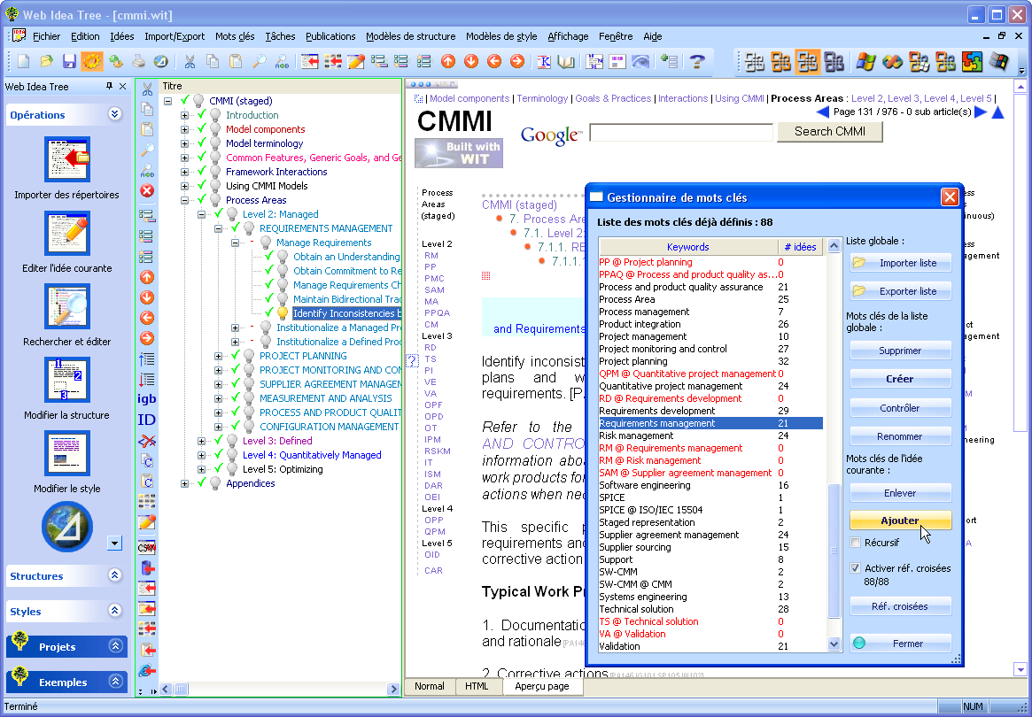 L'index est automatiquement gnr  partir des mots cls ( droite)
