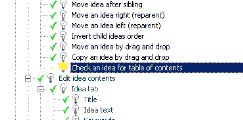Check an idea for table of contents - Fig 4.10 : Checking / unchecking ideas for table of contents