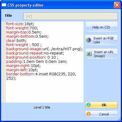 Fid 4.30 : CSS properties editing