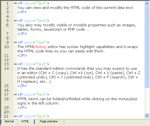 Html syntax editor