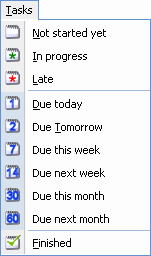 Tasks management menu