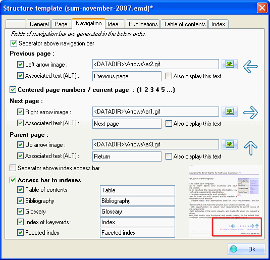 Figure 10 : navigation bar options