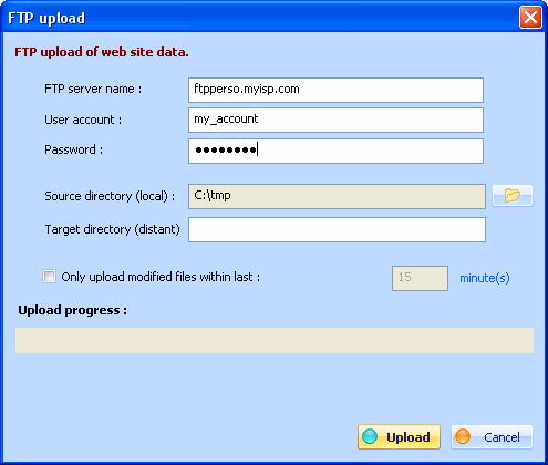 Figure 14 : Web site upload options