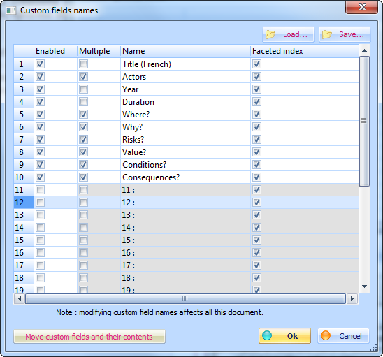 Figure 4.3 : Enabling and naming custom fields