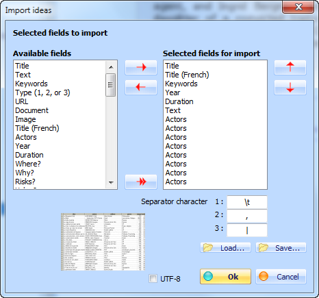Fig 4.8 : Import ideas from a delimited record file.