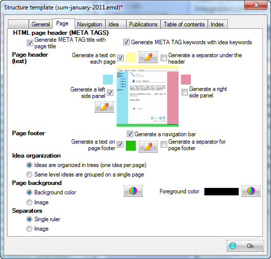 Figure 8 : page structure options