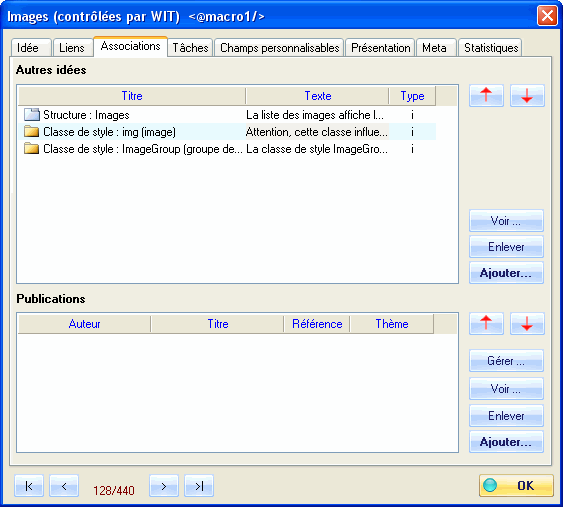 Fig 4.16 : Associations d'idées, et de publications