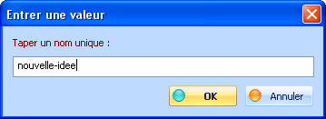 Fig 4.6 : Choix d'un nom de fichier à associer à l'idée en cours de création.