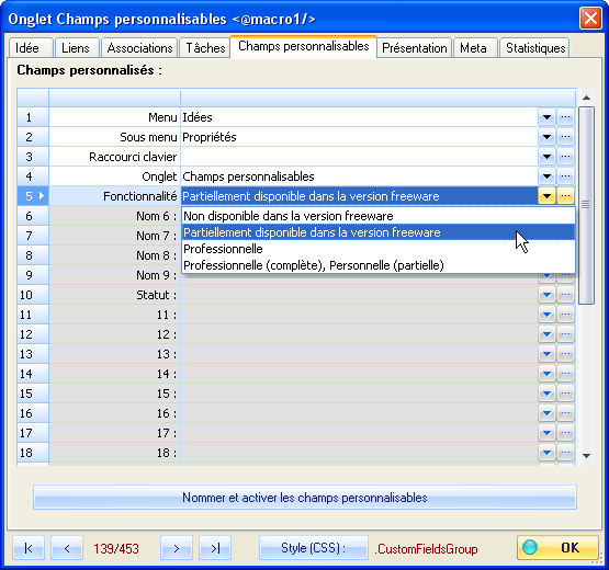 Fig 4.15 : Champs personnalisables