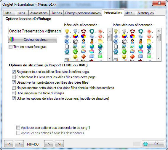 Fig 4.19 : Options de présentation