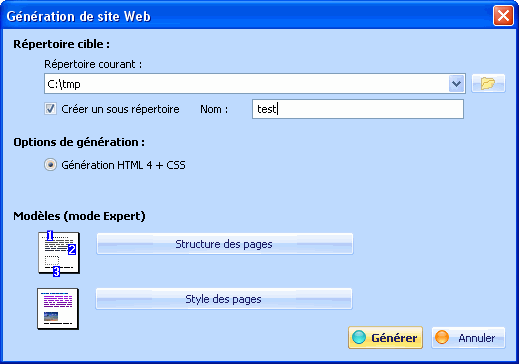 Fig 4.1 : Construire le site Web (export)
