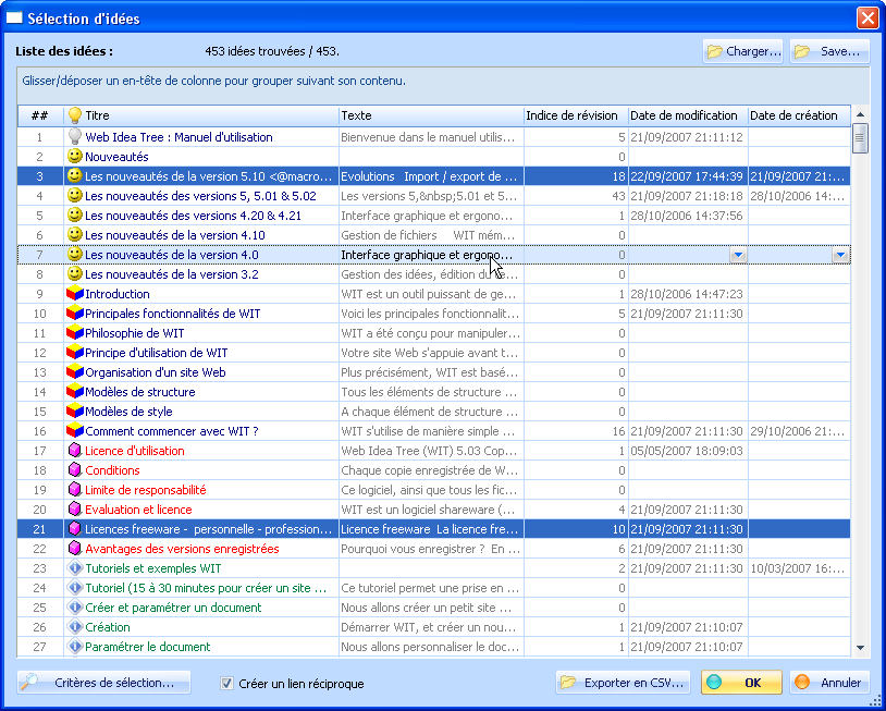 Fig 4.17 : Sélection d'idées