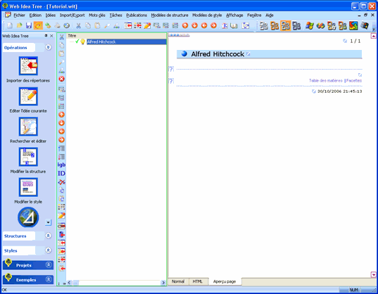 Figure 1 : organisation de l'écran principal
