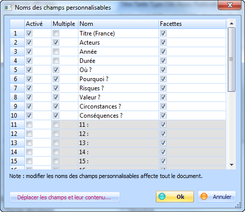 Figure 2 : paramétrage des champs optionnels