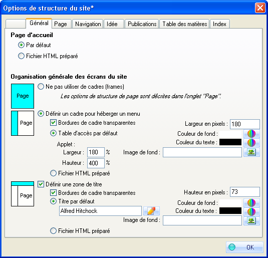 Fig 4.25 : Onglet Général de structure de site