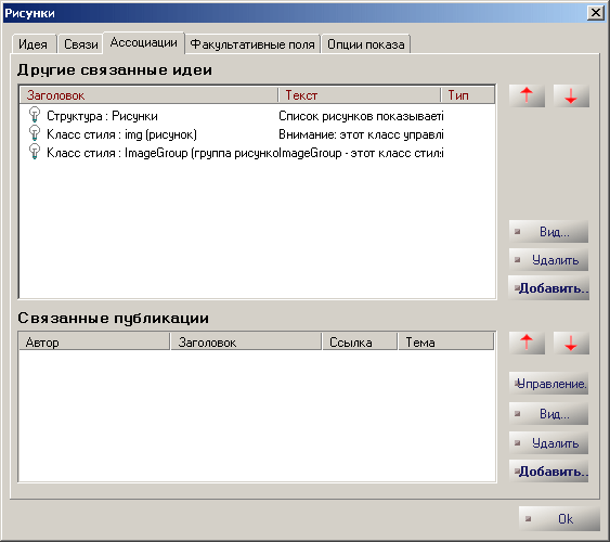 Рис. 4.16 : Ассоциации с идеями и книгами.