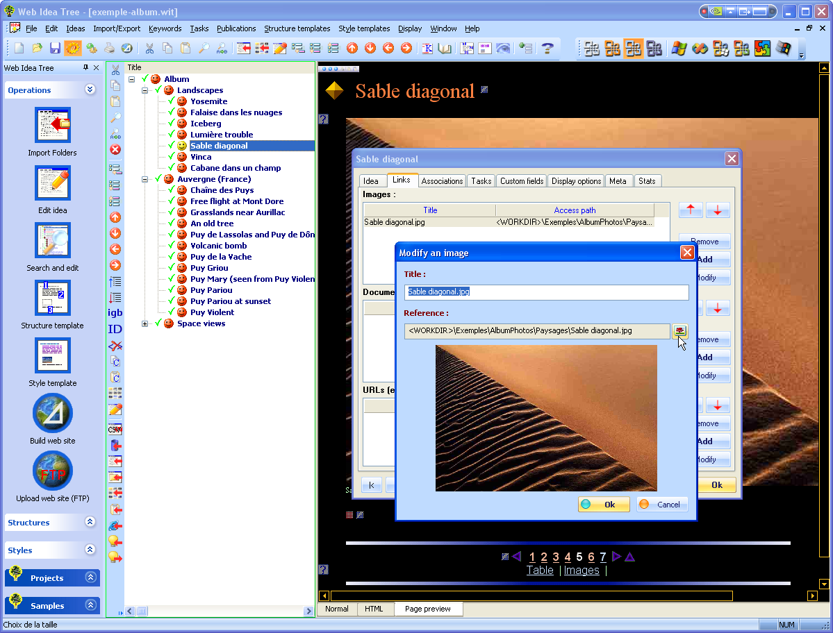 Bewerking idee-eigenschappen : koppeling van een nieuwe afbeelding (voet)