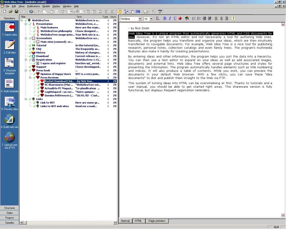 Редактирование текста идеи (справа)