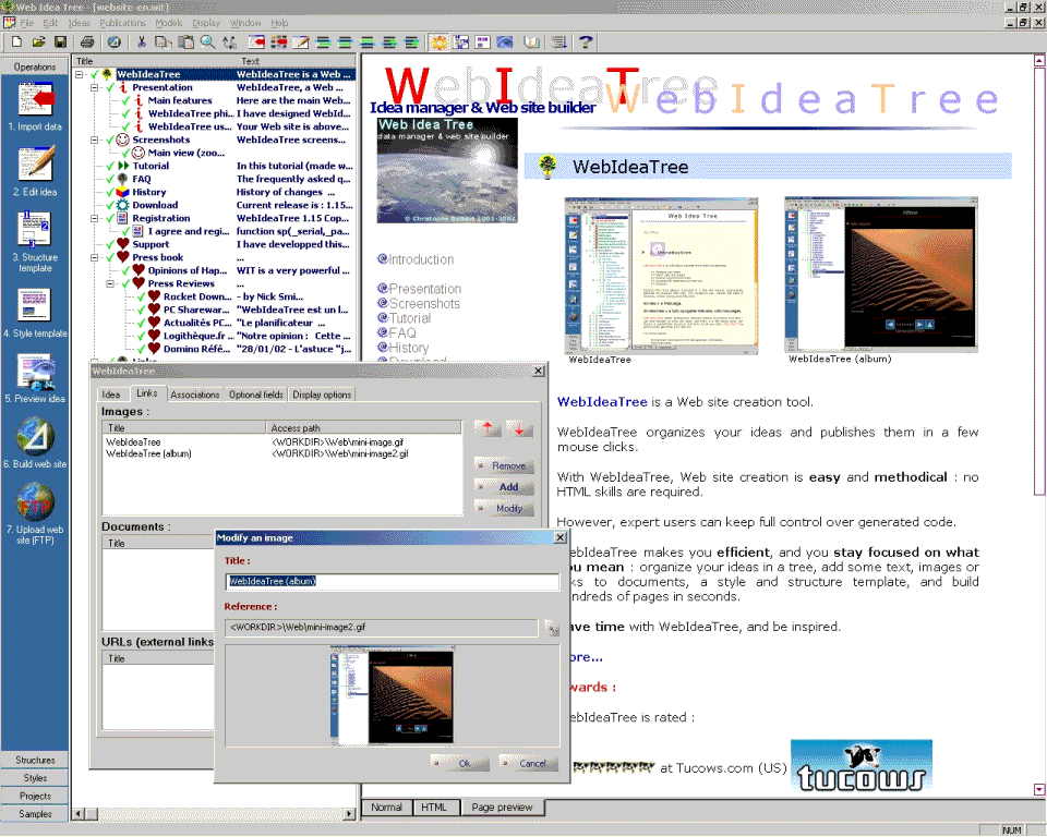 Редактирование свойств идеи: связывание с новым рисунком (внизу)