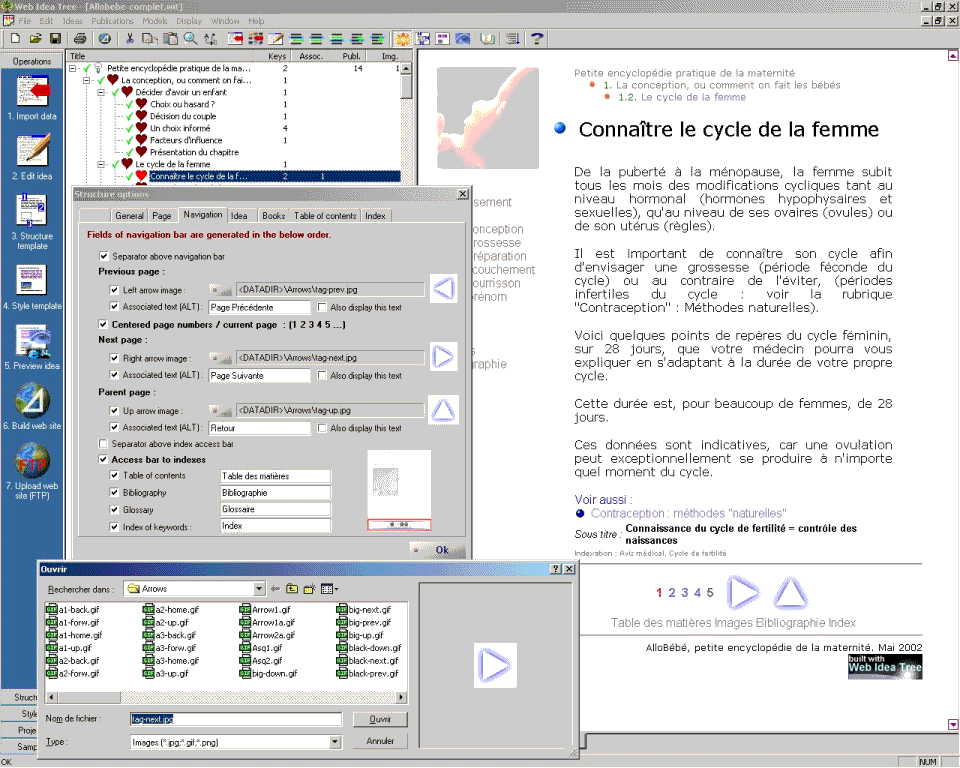 Редактирование шаблона структуры: здесь - планки навигации.