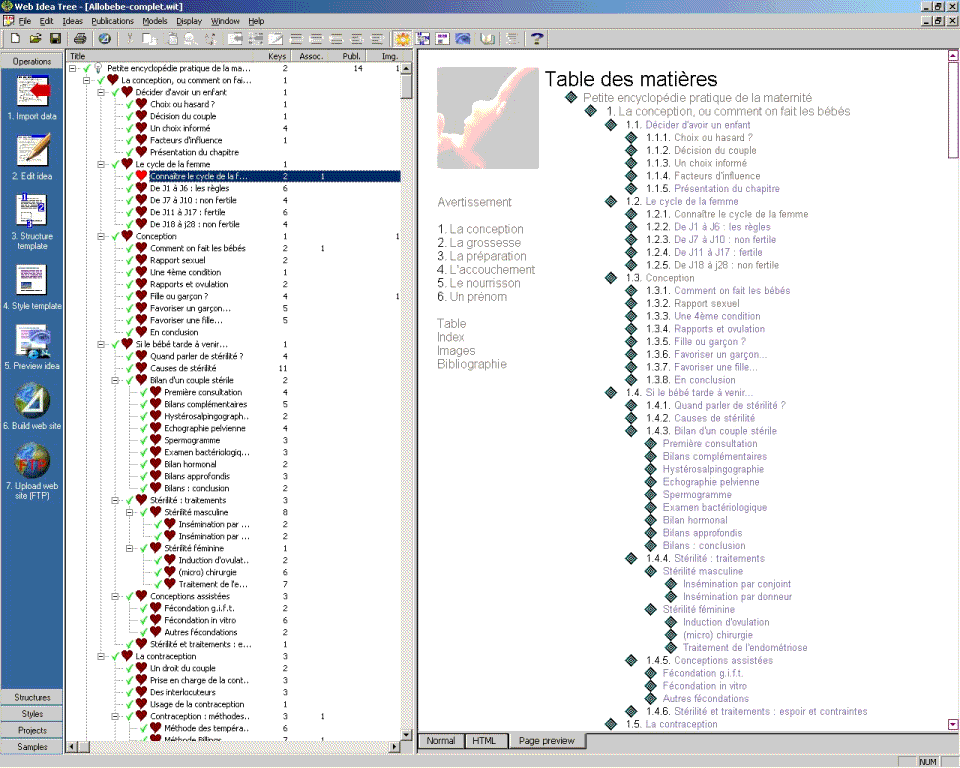 Автоматическое составление таблицы содержания (справа)